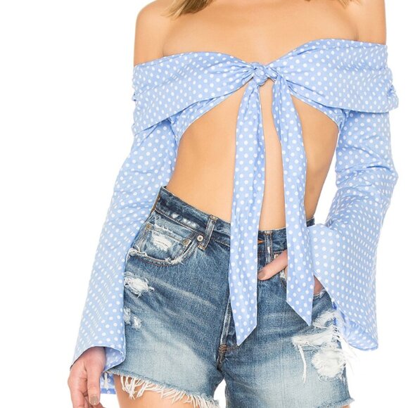 MAJORELLE (revolve) blue polka dot Rum Runner Top size small - Picture 1 of 4
